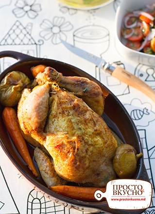 Просто&Вкусно - Основные блюда - Курица запеченная с морковью и инжиром