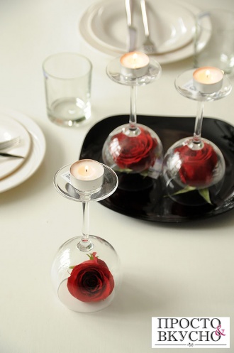 Просто&Вкусно - Украшение стола на день Влюбленных - Розы и свечи