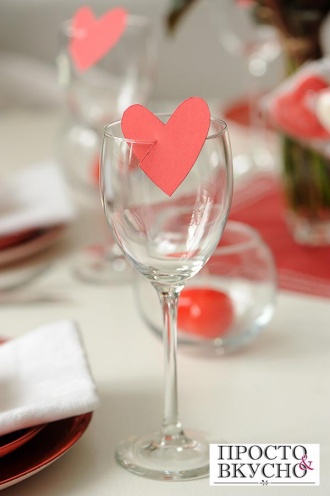 Просто&Вкусно - Украшение стола на день Влюбленных - Сердце на бокале