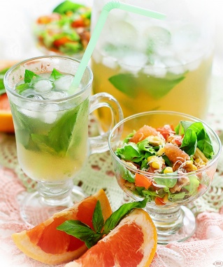 Просто&Вкусно -  - Летний салат с грейпфрутом и Имбирно-мятный грейпфрутовый напиток